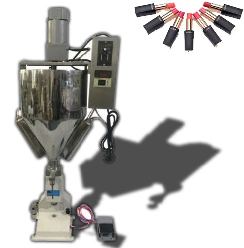 เครื่องบรรจุของเหลว พร้อมใบกวน ฮีเตอร์ lipstick ยาหม่อง 5 - 50 ml 220V 1.5 kw paste and liquid filling machine