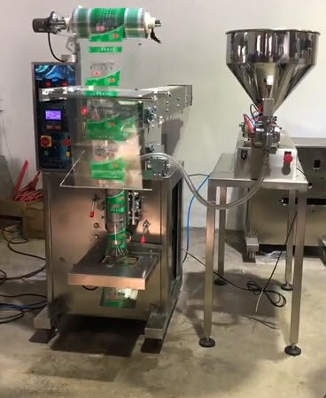 เซตเครื่องบรรจุของเหลว แยกเนื้อ แยกน้ำ พร้อมซีล ระบบสายพาน Conveyor seal machine separate liquid and grain