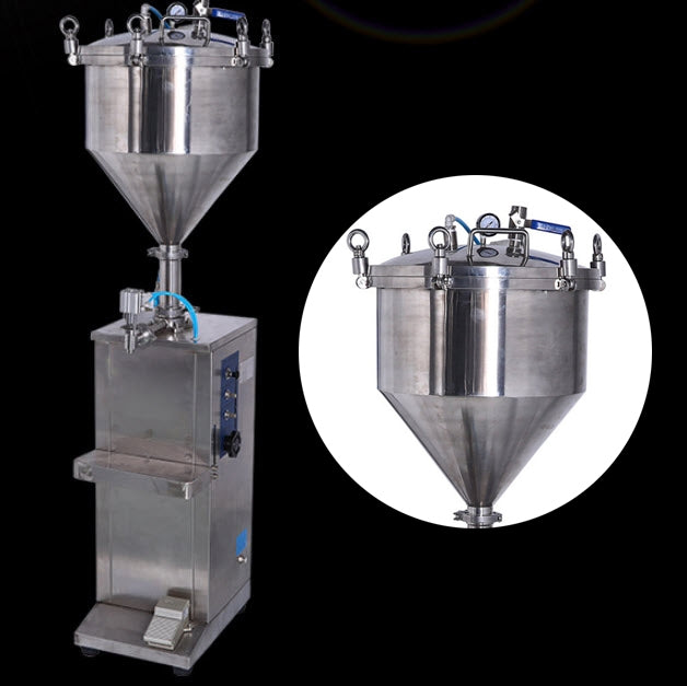 เครื่องบรรจุของเหลวระบบลม ระบบแรงดัน Vertical fully pneumatic paste with pressurization