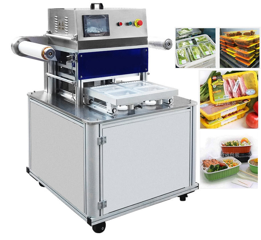 เครื่องบรรจุอาหารสด เนื้อ ผัก วัสดุ PP/PET/PS/PVC สีเหลี่ยม วงกลม ทำบล็อคได้ Fresh food meat packing machine