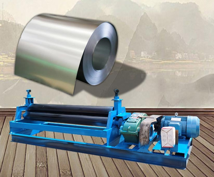 เครื่องม้วนเหล็กแผ่น ระบบไฟฟ้า มอเตอร์ 220V 3KW ความหนา 1-10 mmElectric plate rolling machine