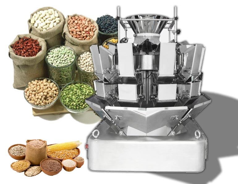 เครื่องชั่งอัตโนมัติชนิดหลายหัวชั่ง ตรวงข้าวสาร ถั่ว ธัญพืช เมล็ดฟักทอง อัลมอนด์ เมล็ดงา Electronic combination weigher JW-A14-2-1D