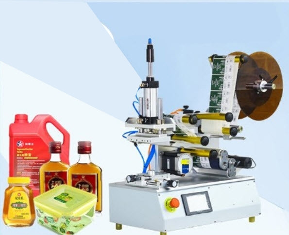 เครื่องติดฉลาก สติ๊กเกอร์ ปั๊มผิวเรียบ กึ่งอัตโนมัติ Semi-automatic stamp labeling machine