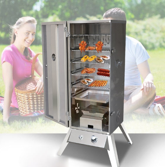 ตู้อบรมควัน เครื่องรมควัน ใส้กรอก กุนเชียง Stainless steel smoked grill machine ระบบแก๊ส ขนาด 1150x400 มม