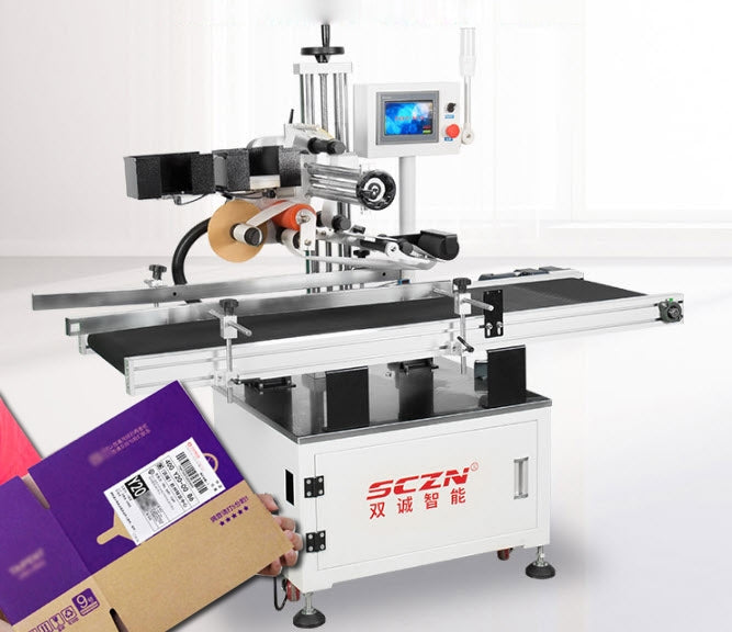 เครื่องแปะฉลาก สายพาน แนวราบ Fully Automatic Flat Labeling Electromechanical