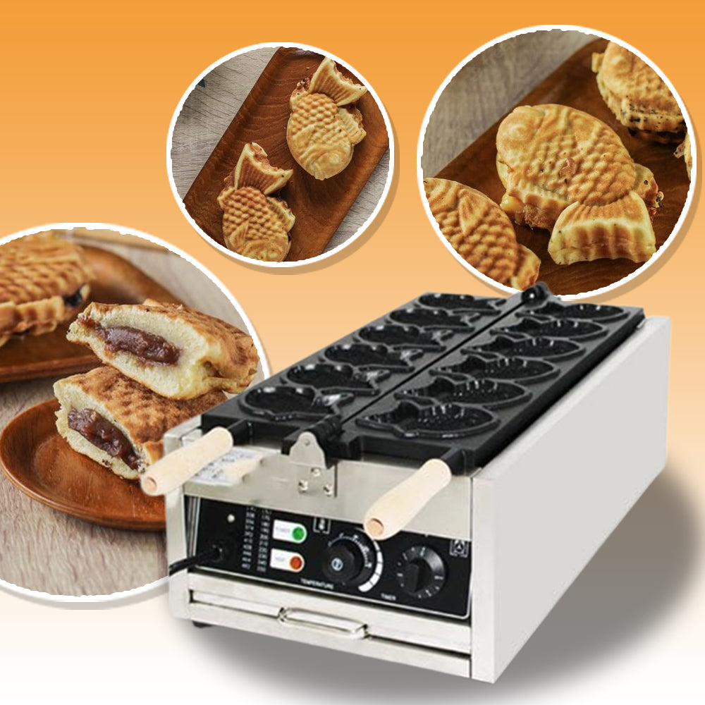 เครื่องทําวาฟเฟิล รูปปลา Korean Fish Cake HT-1101A 12kg ช่องละ 6 ตัว