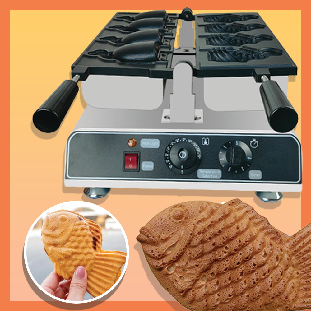 เครื่องทำโคนไอติม Waffle FY-1103B รูปปลา 20kg 50-300 องศา 2000วัตต์