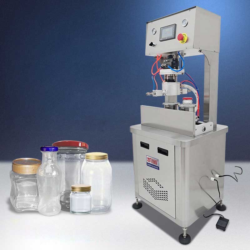 เครื่องปิดฝาขวดแก้ว Electric Pneumatic Vacuum Capping Machine ระบบสูญญากาศ ปิดฝาขวด ขวดโหล