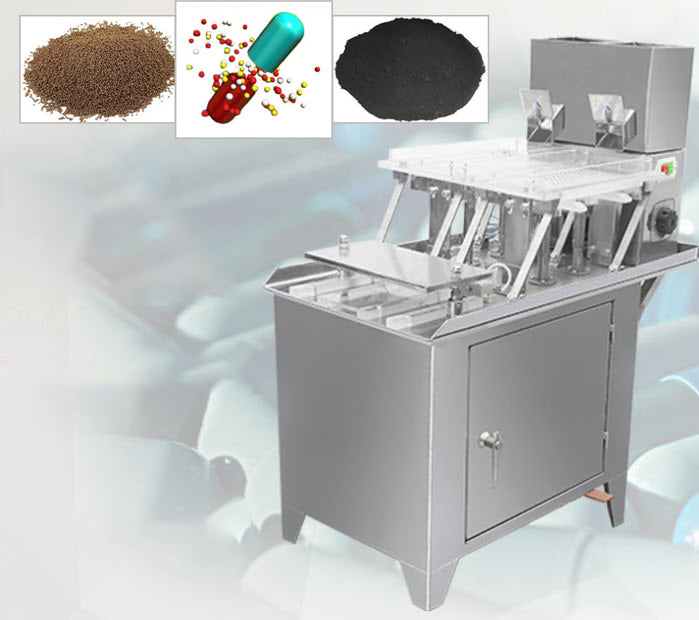 เครื่องบรรจุแคปซูล TSP-187B stainless steel capsule powder filling machine 125 (kg)0.37 (Kw)Packing capacity0.4-0.6 grams (ml)Filling speed 3000-10000 grains/hour