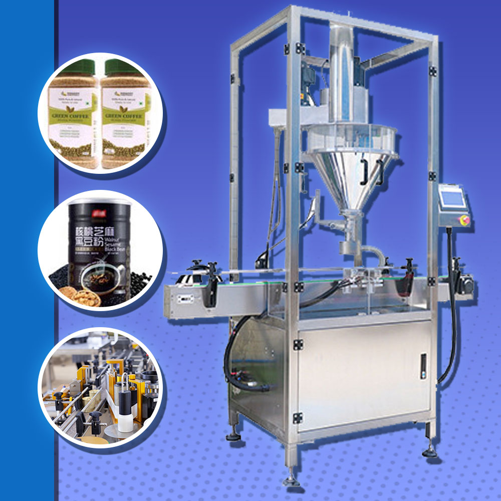 เครื่องบรรจุผง นมผง เมล็ดระบบสายพาน ลงกระป๋อง อัตโนมัติ Powder Filling Machine Automatic Linear Single Head Milk Powder
