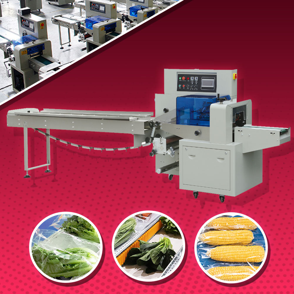เครื่องแพ็คข้าวโพด ผักกาด ผักคะน้ำ Vegetable film wrapping machine Vegetable packaging machine Fresh stem vegetable