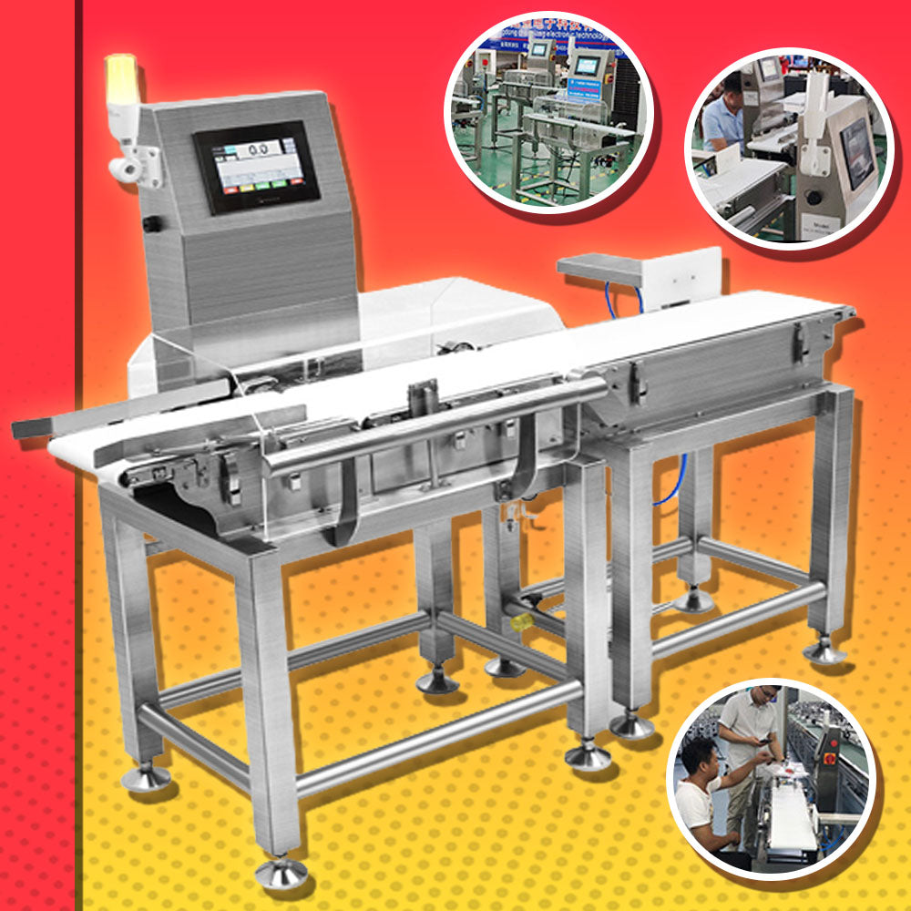 เครื่องตรวจชั่งน้ำหนักสายพาน คัดแยก 1kg อัตโนมัติ CQ-XP210-01 160pcs/min 0.6-1mpa automatic weighing machine