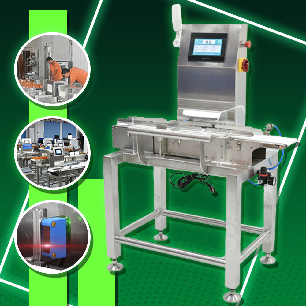 เครื่องตรวจชั่งน้ำหนักสายพาน คัดแยก 2kg อัตโนมัติ CQ-XP1010 100pcs/min 0.6-1mpa automatic weighing machine