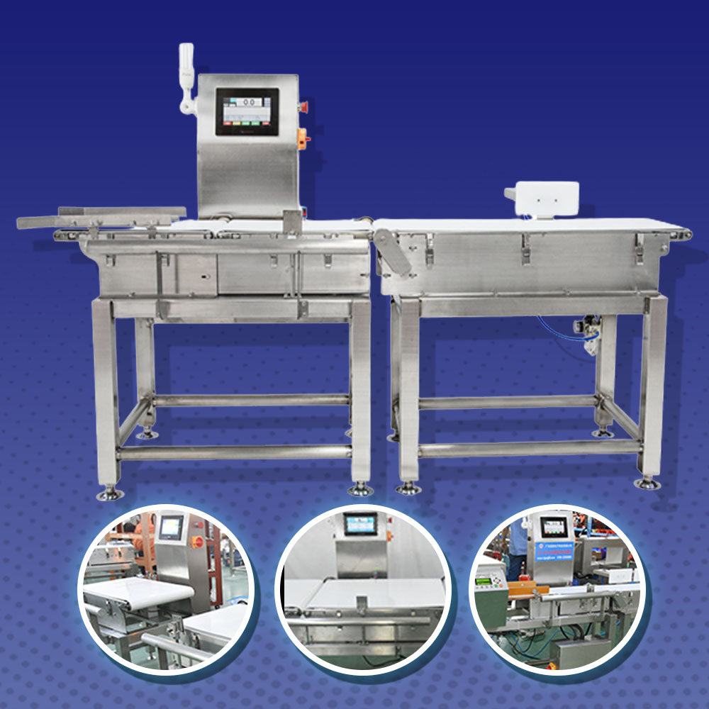 เครื่องตรวจชั่งน้ำหนักสายพาน คัดแยก 3kg อัตโนมัติ CQ-XP300 80pcs/min automatic weighing machine