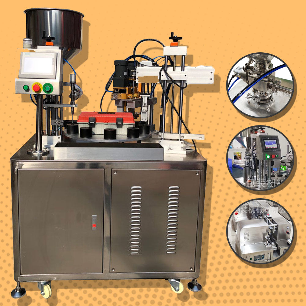 เครื่องบรรจุและปิดฝาขวด แบบหมุน rotary single-head filling and capping machine