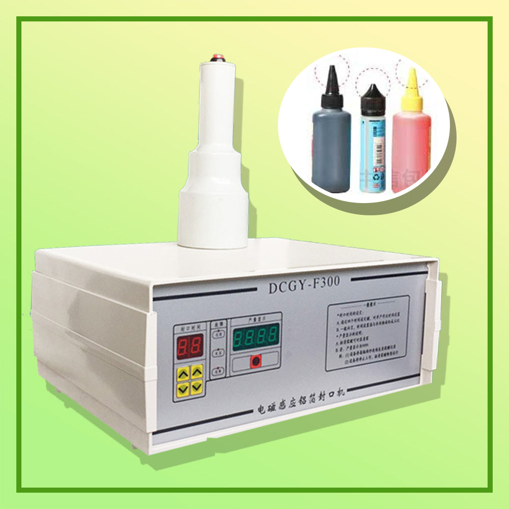 เครื่องซีลฝาขวด สำหรับฝาขวดทรงสูง เครื่องซีลฝาฟอยล์ รุ่น DCGY-F300 ขนาดเส้นผ่าศูนย์กลางการซีล 10-50 มม. ฝาขวดซอส