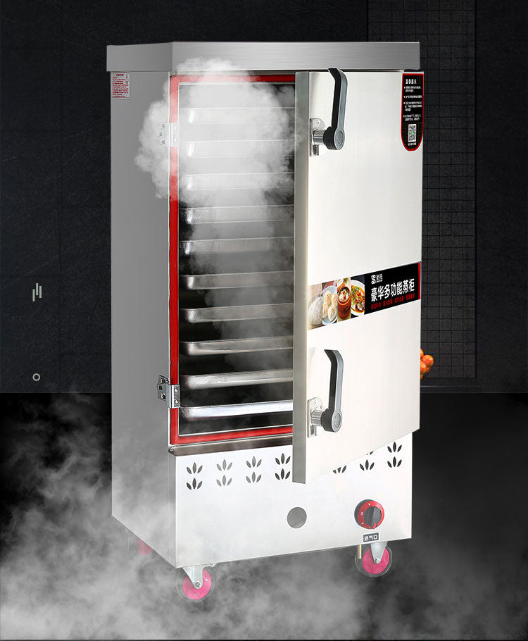 ตู้นึ่งไอน้ำ แบบแก๊ส Gas Type Food Steaming Cabinet ล้อเลื่อน ตู้นึ่งข้าว ปลา ตู้นึ่งอาหาร