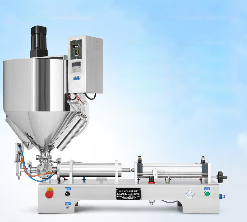 เครื่องบรรจุของเหลว สำหรับของเหลวหนืด Stirring and Heating Liquid Filling Machine ทำจากสเตนเลส 304 พร้อมมอเตอร์สำหรับกวน และ ทำความร้อน