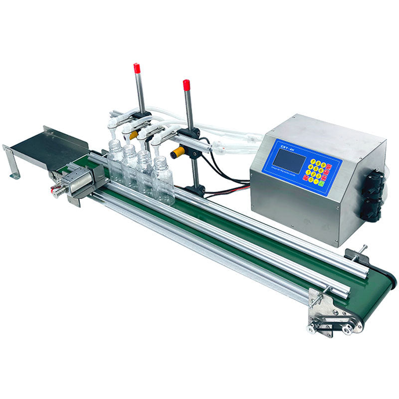 เครื่องบรรจุของเหลว แบบสายพาน Automatic Liquid Filling Machine รุ่น CSY-4H มี 4 หัวบรรจุ ช่วงบรรจุ 10-500ml
