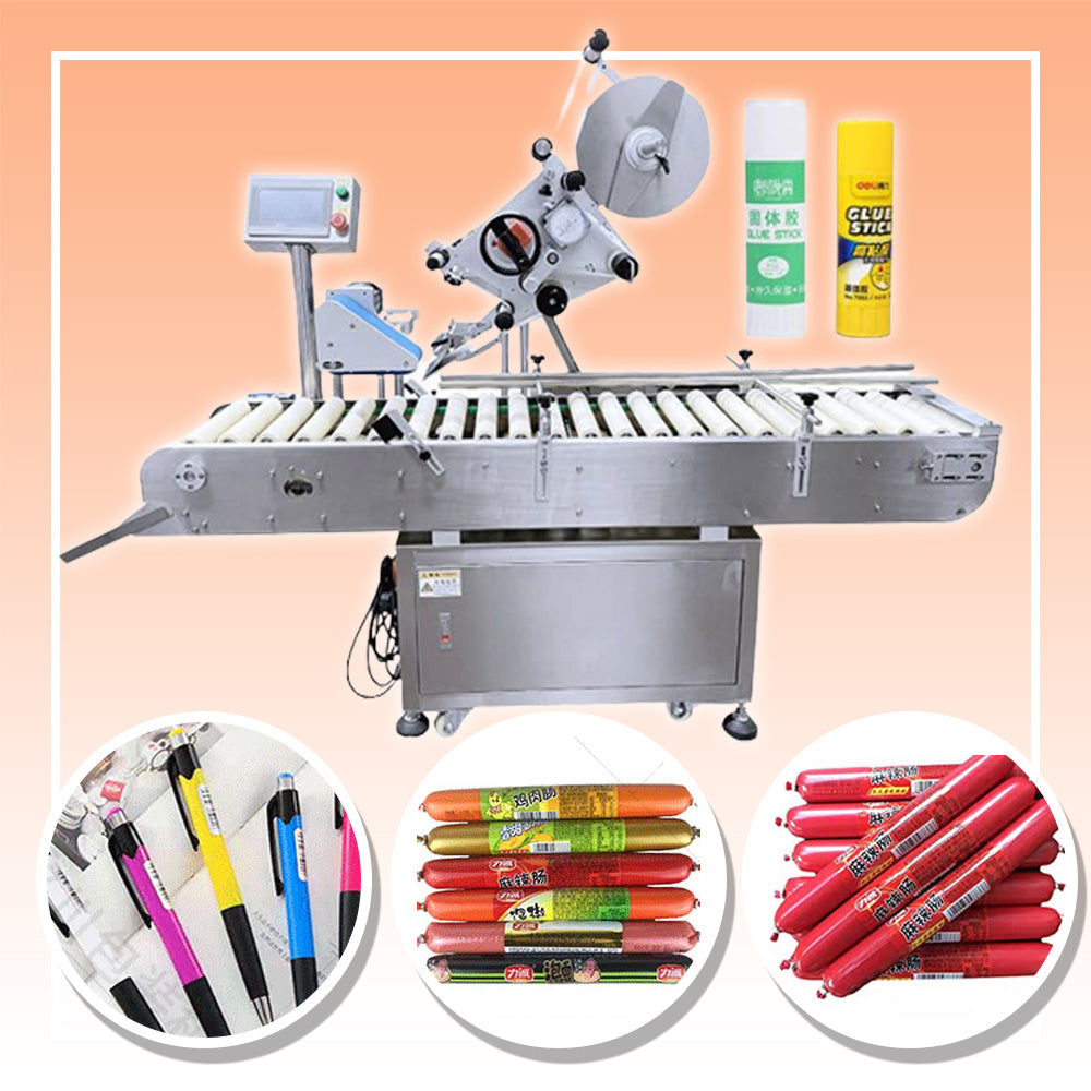 เครื่องติดสติ๊กเกอร์ เครื่องติดฉลาก ปากกา ขวด กระปุก ท่อ φ10-35mm H 30-100mm round roller bottle labeling machine