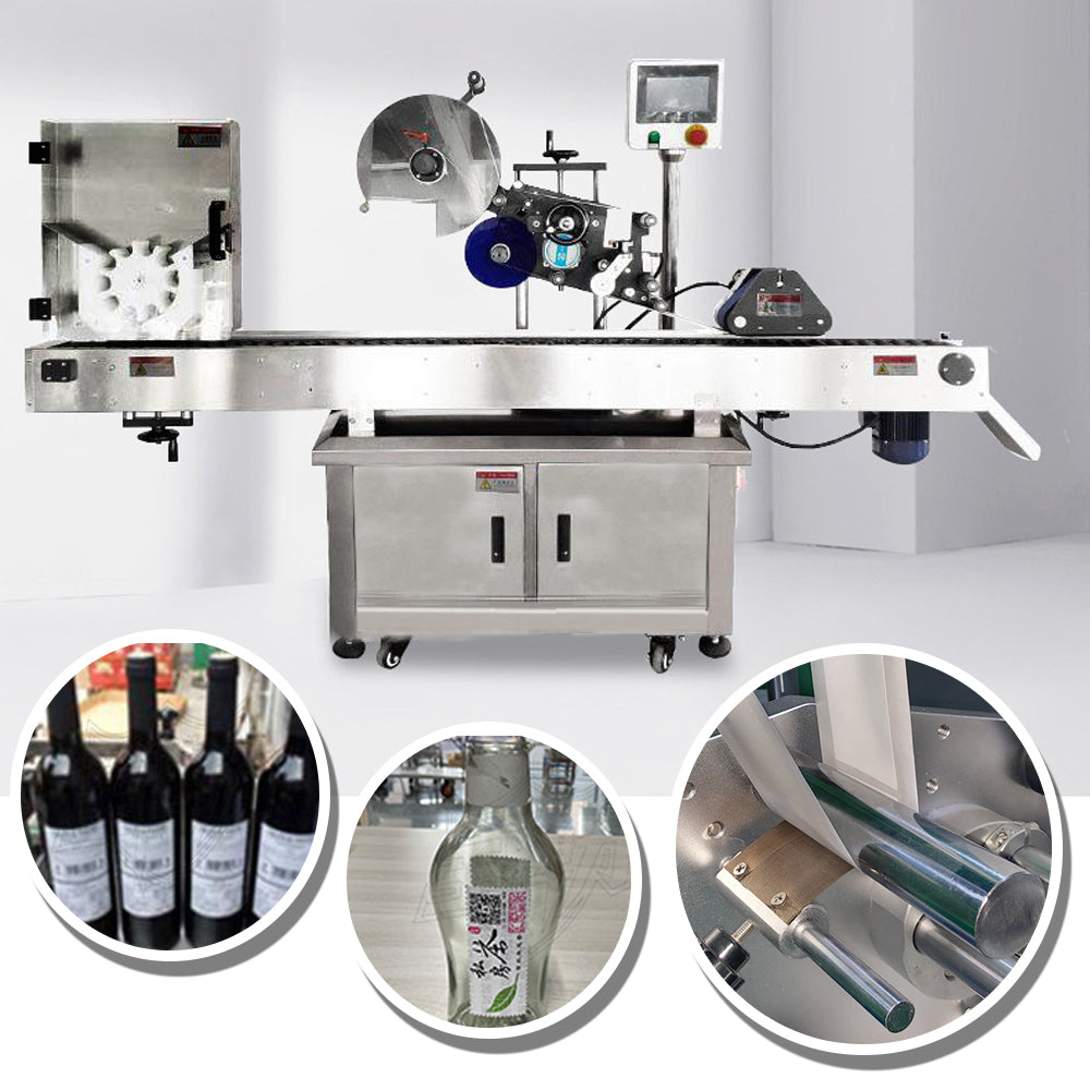 เครื่องติดสติกเกอร์ ST-W200 20mm~130mm ขวด ทรงกลม หัวจ่ายแนวนอน horizontal labeling machine cylinder