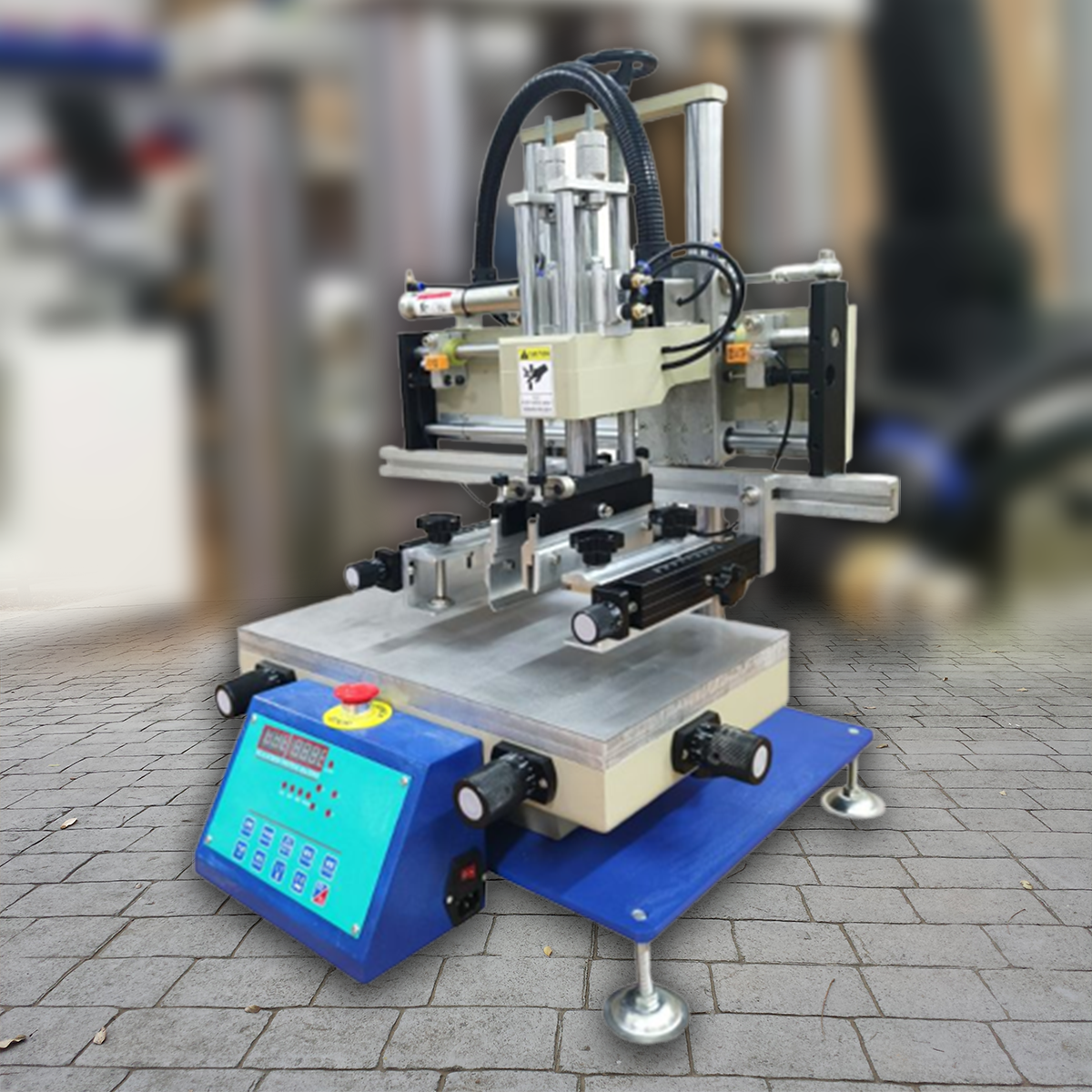 เครื่องปริ้นท์สกรีนไฟฟ้า Pneumatic SEMI-AUTO Screen Printing Machine แบบกึ่งอัตโนมัติ ระบบปั๊มลม