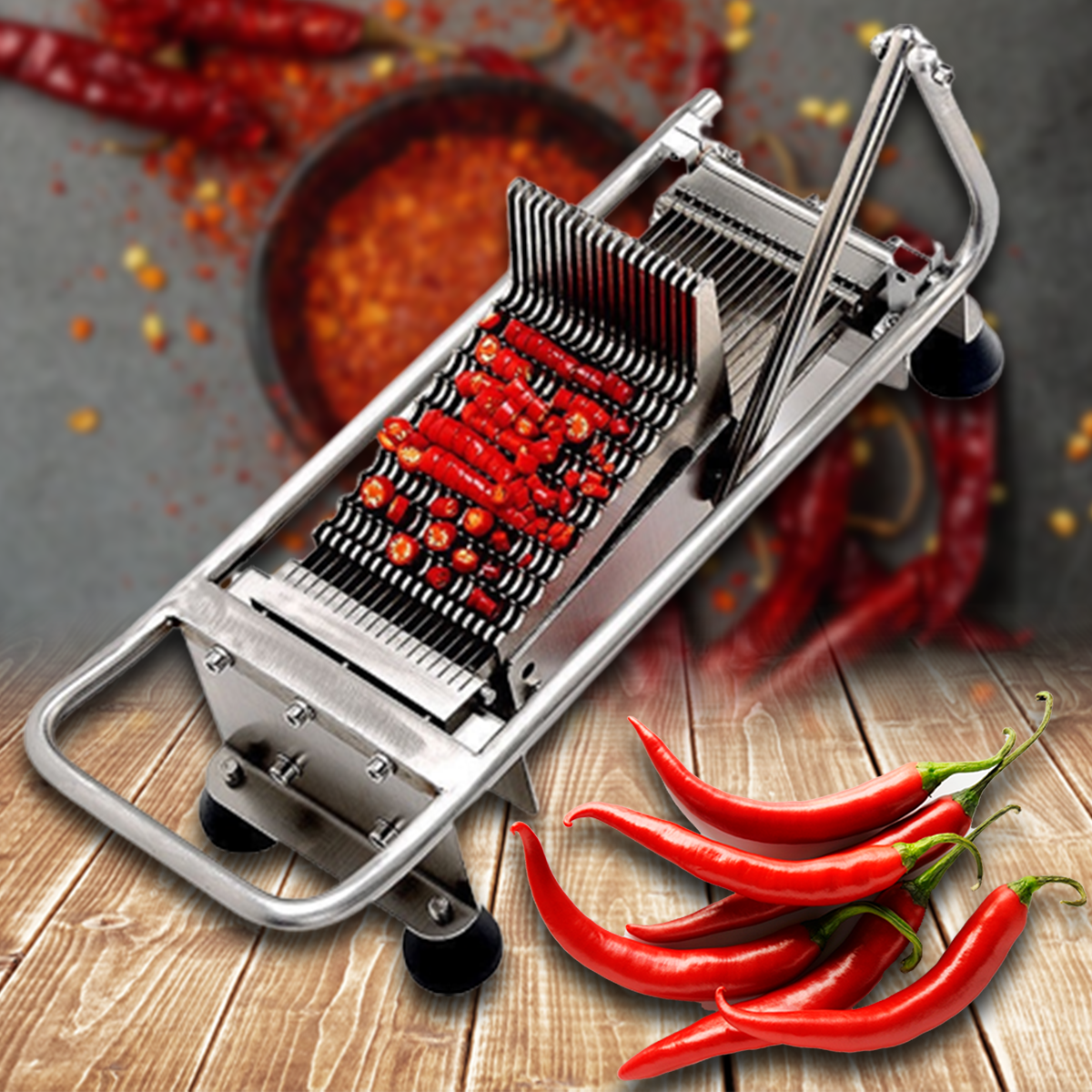 เครื่องหั่นพริก เครื่องซอยพริก มือโยก Chili Chopping Press Machine SF-22 SUS304 หั่น 2mm