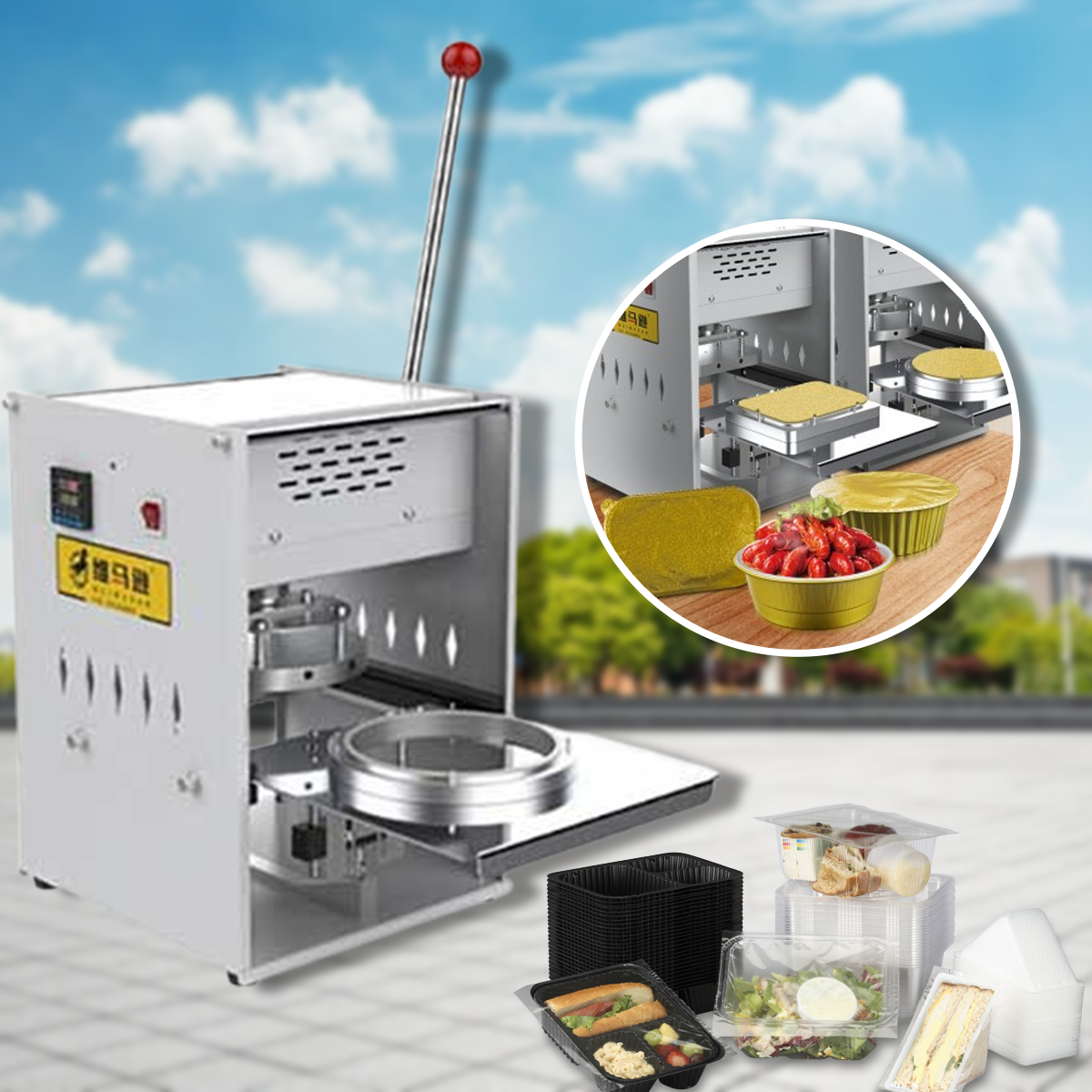 เครื่องซีลถ้วย ถาดกลม อาหาร 52มม WM-S52 องศา 0-300c สำหรับซีลอาหารสดและเครื่องดื่ม พร้อมฟังก์ชันใช้งานง่าย