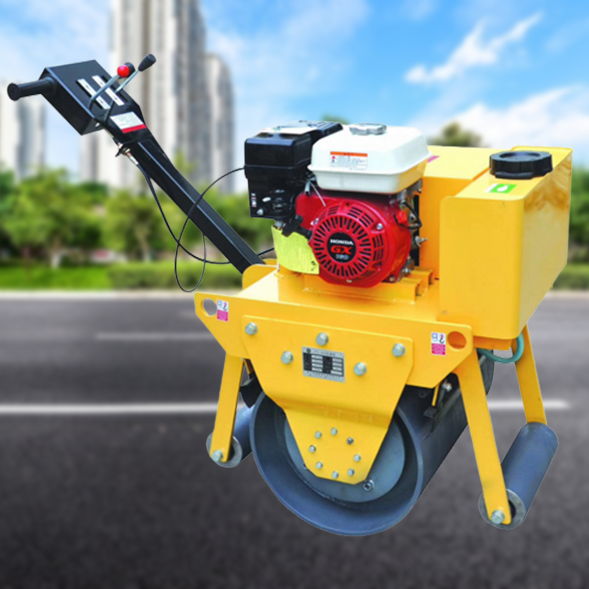 เครื่องบดอัดดินล้อเดียว เครื่องบดเดินตาม Diesel gasoline single-drum vibration compactor 600