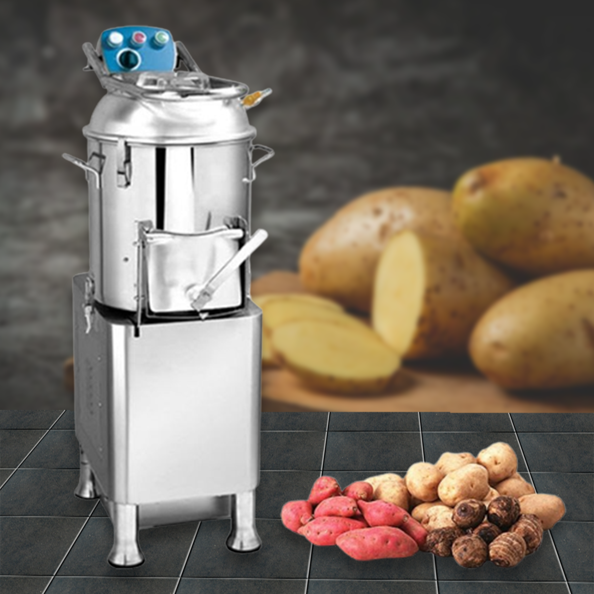 เครื่องปอกมันฝรั่ง แห้ว มันเทศ มันญี่ปุ่น Peeling Machine 165kg/h