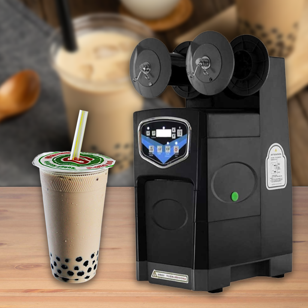 เครื่องซีลฝาแก้วไฟฟ้า แก้วชานมไข่มุก เครื่องซีลฝาแก้วอัตโนมัติ Automatic Cup Sealing Machine