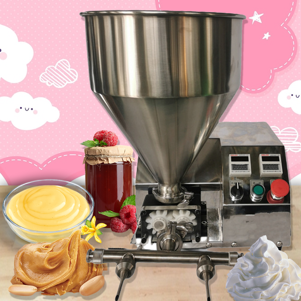 เครื่องบรรจุครีม คัสตาร์ด เนยถั่ว แยม ครีม HMJ-20B 70w 220V 21kg Cream Custard filling machine fruit jam