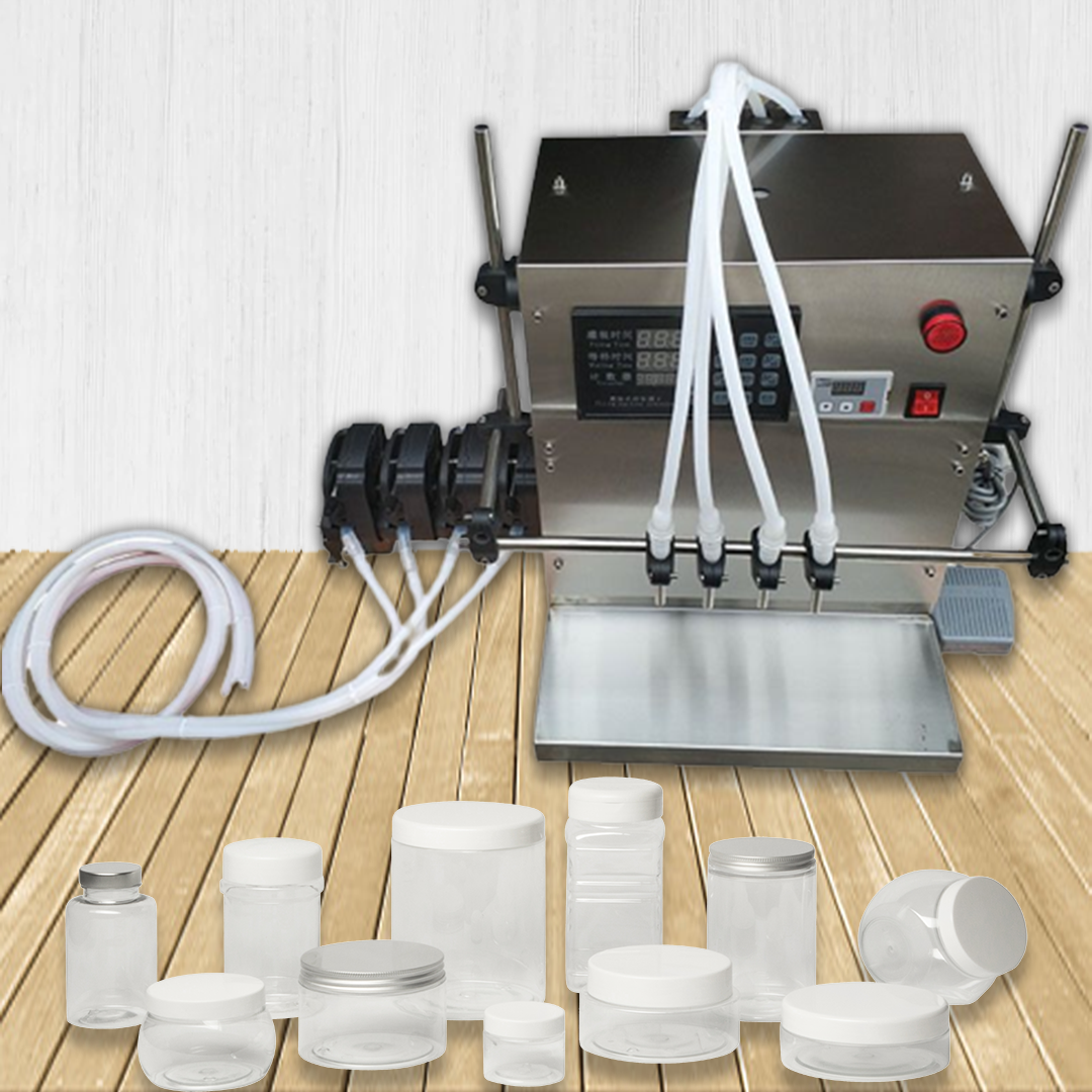 เครื่องบรรจุของเหลว 4 หัวจ่าย อุณหภูมิสูง ปั๊มป้องกัน สารกัดกร่อน High temperature resistant acid and alkali resistant peristaltic pump filling machine