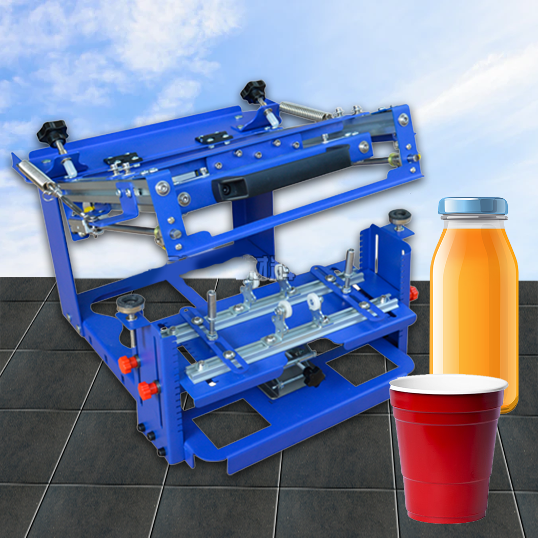 เครื่องสกรีนแก้วพลาสติก ขวด แบบมือโยก เส้นรอบวง 25cm เส้นผ่นศูนย์กลาง 8cm bottle cup curved screen printing machine