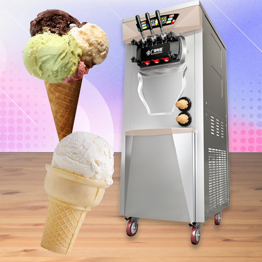 เครื่องทำไอศครีมซอฟ Desktop ice cream machine BJ918 high-volume cone