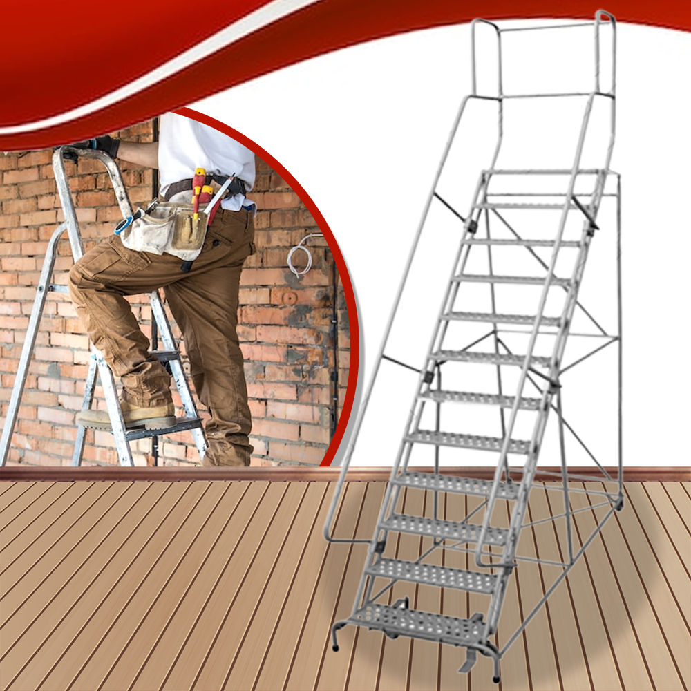 บันไดโกดังขนาด 3 m high ladder จำนวนขั้น 9-14 layers of storage climbing ladder