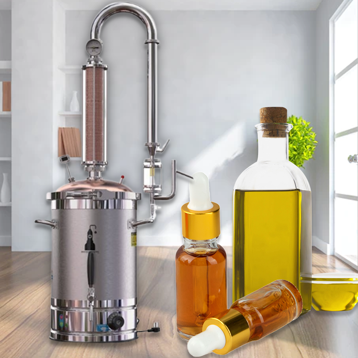 เครื่องกลั่นน้ำมันหอมระเหย Homemade oil extraction machine for essential oils, easy use, perfect for DIY aromatherapy, high-quality results