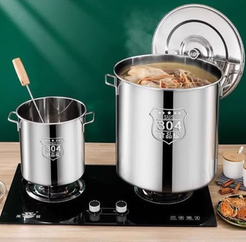 หม้อสตูว์สแตนเลส Stainless Steel Stew Pot 6L, Durable Cookware, Induction Compatible, Perfect for Soups and Stews, Easy to Clean