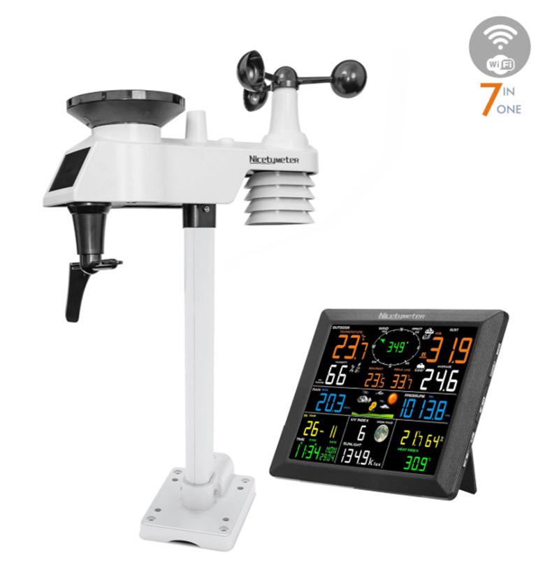 สถานีตรวจอากาศไร้สาย WiFi 7-in-1 พร้อมหน้าจอสี HD Wireless WiFi Weather Station 7-in-1 with HD Color Display รุ่น 0310-019T