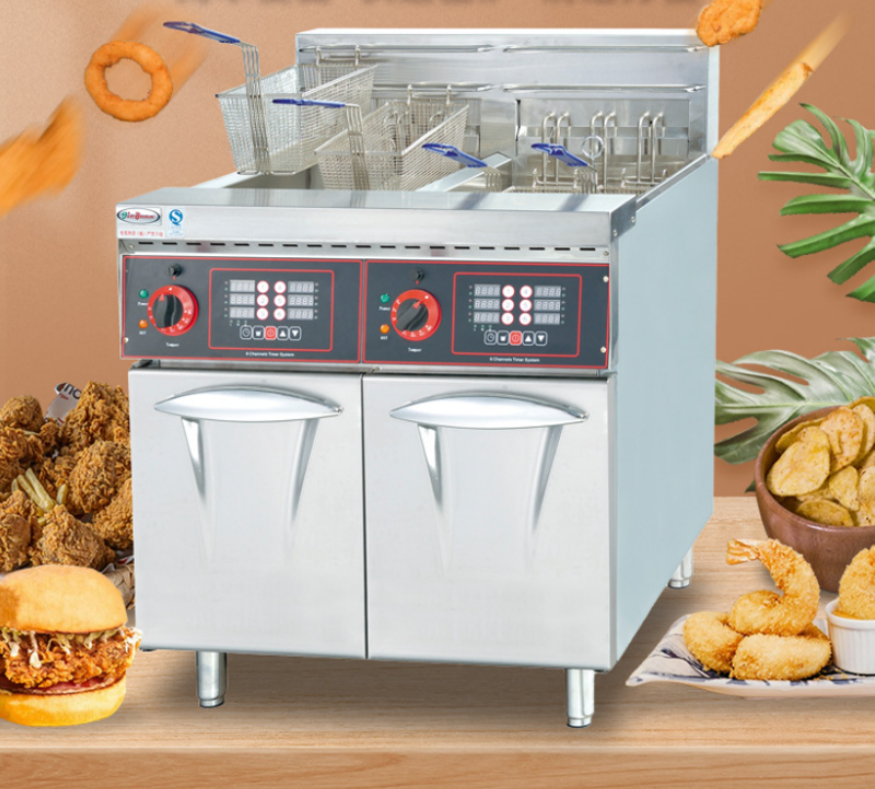 หม้อทอดไฟฟ้าแบบตั้งพื้น 2 หลุม Electric Floor Deep Fryer 2 Tanks รุ่น DF-28 12kW, 3-Phase 380V