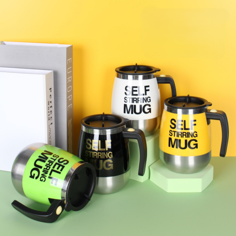 แก้วคนอัตโนมัติ Self Stirring Mug รุ่นสแตนเลส พร้อมฝาปิด