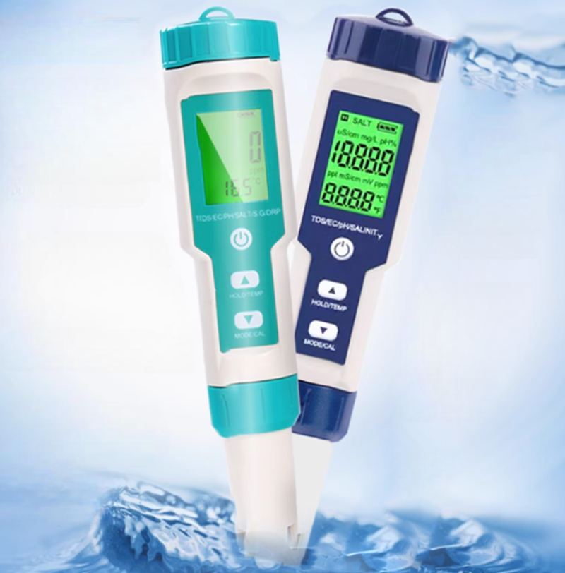 เครื่องวัดคุณภาพน้ำ Water Quality Tester 7-in-1 C-600, ตรวจสอบ pH, TDS, อุณหภูมิ, และความเค็ม, เหมาะสำหรับการใช้งานในบ้านและการเกษตร