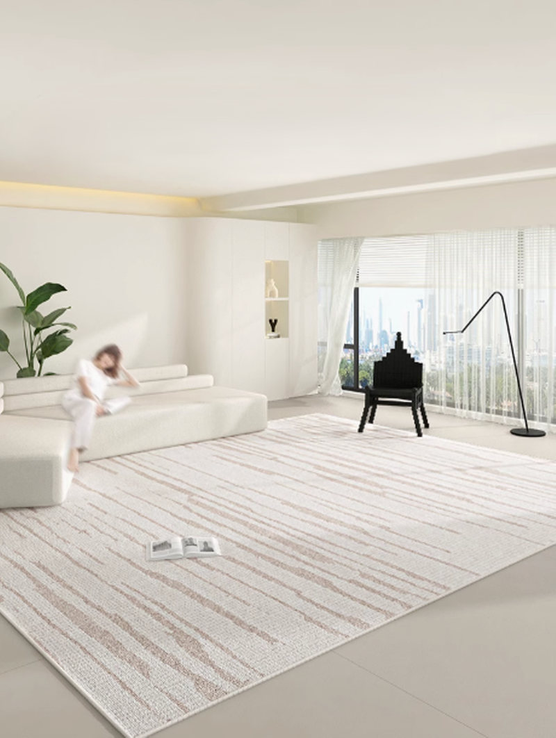 พรมแต่งบ้านลายเส้นสีเทา พรมห้องรับแขกทรงกลมและสี่เหลี่ยมหลากดีไซน์ Modern Minimalist Textured Area Rugs in Grey Tone