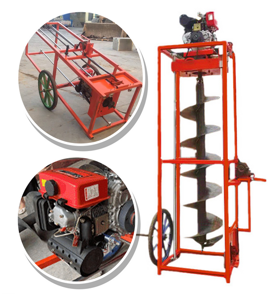 เครื่องเจาะเสาเข็ม 9 เมตร เฟรม 8.5kw 4-60cm frame digging Planting piling pole machine automatic D33 4500rpm