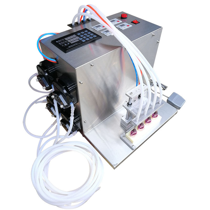 เครื่องบรรจุของเหลว 4 หัวจ่าย multi-head lifting and submersible semi-automatic ink oil
