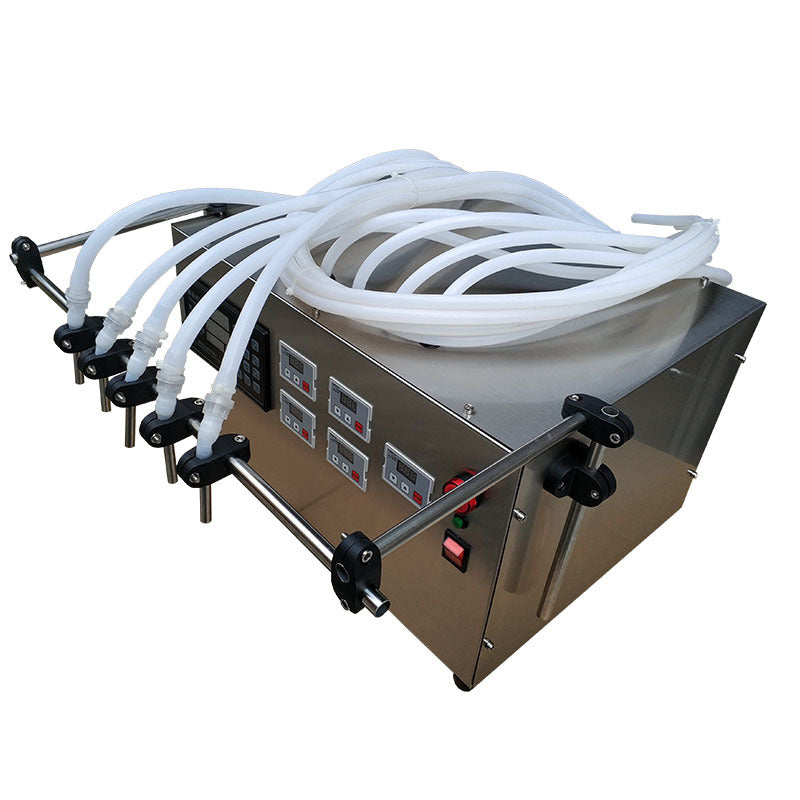 เครื่องบรรจุของเหลว 5 หัวจ่าย อุณหภูมิสูง ปั๊มป้องกัน สารกัดกร่อน liquid filling machine toilet cleaning essence