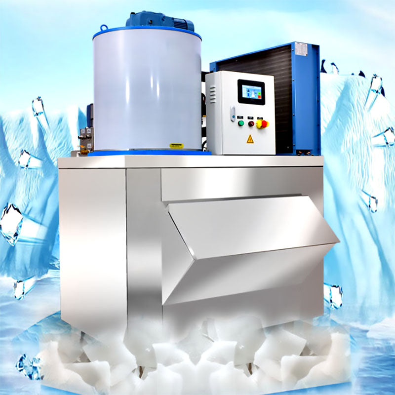เครื่องทำน้ำแข็งเกล็ดเชิงพาณิชย์ รุ่น 1000kg คุณภาพสูง ผลิตน้ำแข็งเกล็ดเร็ว 1000 กิโลกรัมต่อวัน เหมาะสำหรับร้านอาหารและบาร์