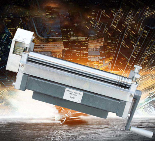 เครื่องม้วนเหล็กแผ่น แบบมือหมุน METAL SHEET ROLLING MACHINE ขนาดกว้างสูงสุด 30 ซม. แผ่นสังกระสี แผ่นกัลวาไนซ์ แผ่นอลูมิเนียม แผ่นสแตนเลส