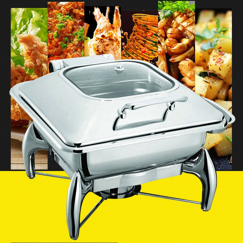 ถาดอุ่นอาหาร โรงแรม รุ่น1032LB สแตนเลส 304 ขนาด 455x410x210 มม.มีที่อุ่นในตัว