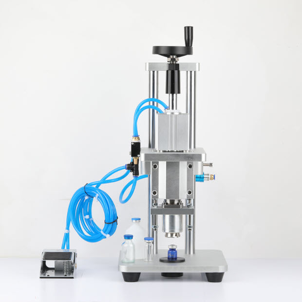เครื่องปิดฝาขวด Semi-Auto Vial Glass Capping Machine สำหรับขวดแก้วขนาดเล็ก